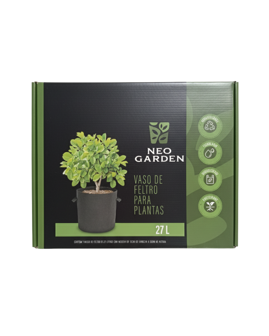 Embalagem do Vaso de Feltro Neogarden 27 Litros